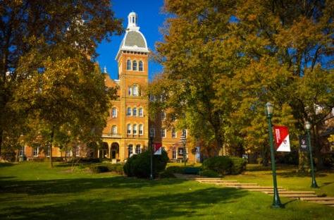 Front lawn of Old Main during the fall season